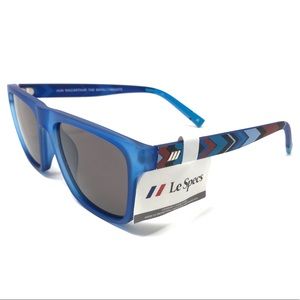 Le Specs Matte Crystal Blue Square Plastic Pepsi Colab Sunglasses NWT $119